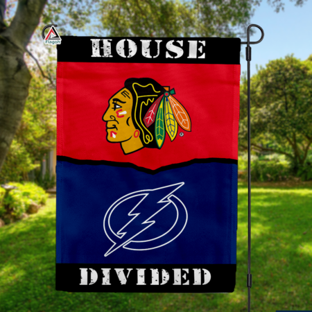 Blackhawks vs Lightning House Divided Flag, NHL House Divided Flag