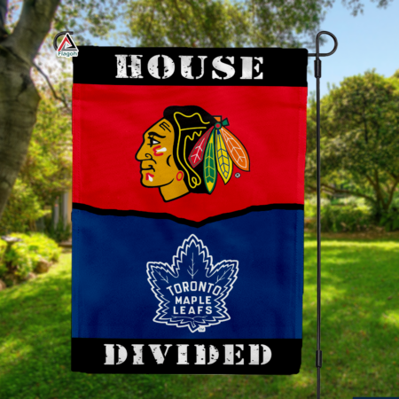 Blackhawks vs Maple Leafs House Divided Flag, NHL House Divided Flag