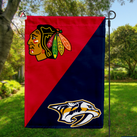 Blackhawks vs Predators House Divided Flag, NHL House Divided Flag