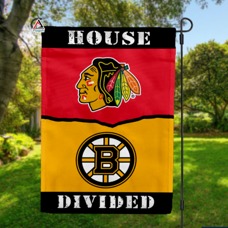 Blackhawks vs Bruins House Divided Flag, NHL House Divided Flag