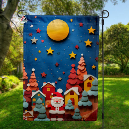 Snowy Church Christmas Garden Flag, Decorative Xmas Flag, Santa is Coming Double Sided Flag