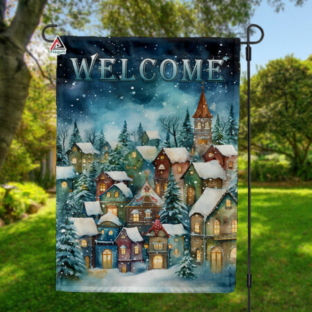 Merry And Bright Christmas Tree Garden Flag, Welcome Christmas Flag