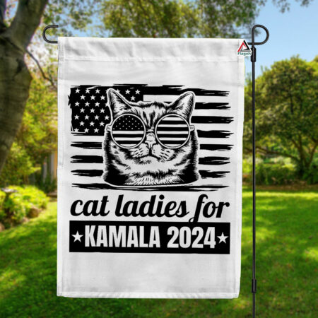 Childless Cat Lady Kamala Harris Garden Flag, Democrat Supporters Flag