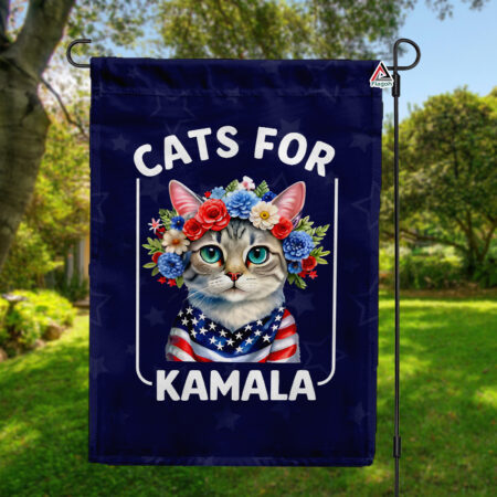 Kamala Black Cat Garden Flag, Childless Cat Lady Flag, Democrats Election 2024 Flag