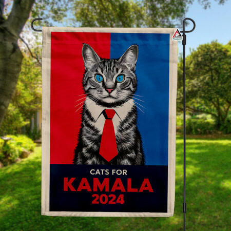 Kamala Harris Cat 2024 Yard Flag, Madam President Election Flag, Vote Democrat Outdoor Flag