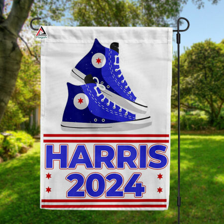 Kamala Harris 2024 Chucks and Pearls Flag, Madam President Kamala Harris Garden Flag