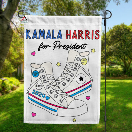 Kamala Harris Chucks And Pearls 2024 Converse American Flag, Madame President Flag