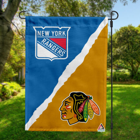 Rangers vs Blackhawks House Divided Flag, NHL House Divided Flag