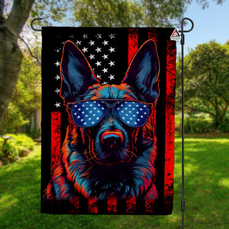 German Shepherd American Flag Garden Flag, July 4th American Flag, Dog Lover German Shepherd Independence Day Flag