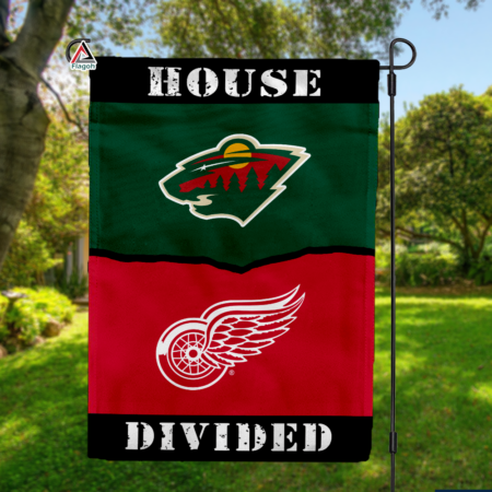 Wild vs Red Wings House Divided Flag, NHL House Divided Flag