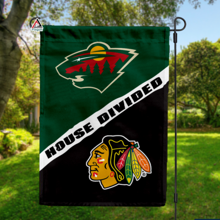 Wild vs Blackhawks House Divided Flag, NHL House Divided Flag