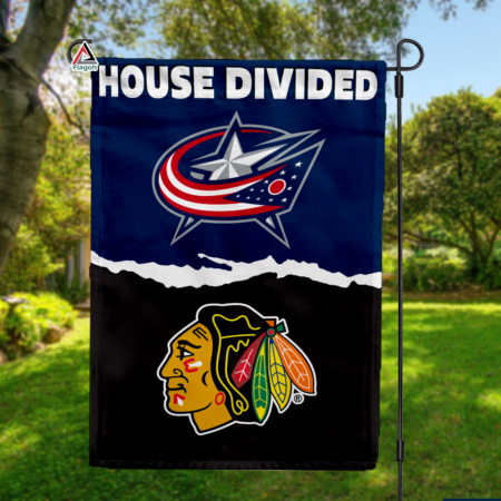 Blue Jackets vs Blackhawks House Divided Flag, NHL House Divided Flag