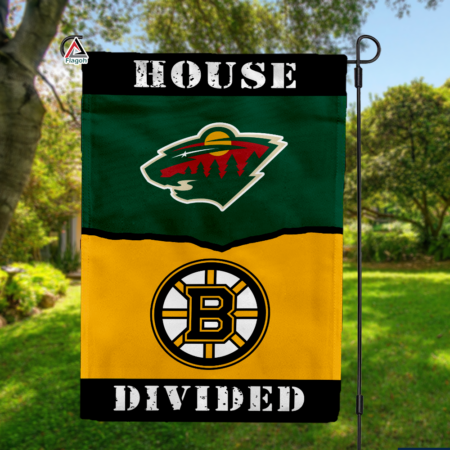 Wild vs Bruins House Divided Flag, NHL House Divided Flag