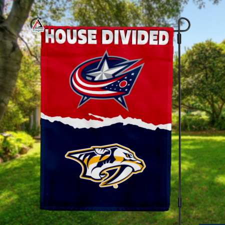 Blue Jackets vs Predators House Divided Flag, NHL House Divided Flag