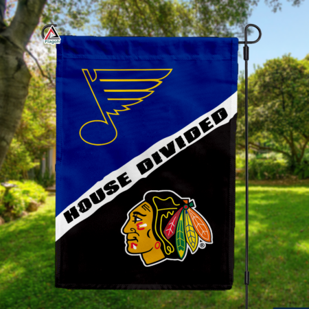 Blues vs Blackhawks House Divided Flag, NHL House Divided Flag