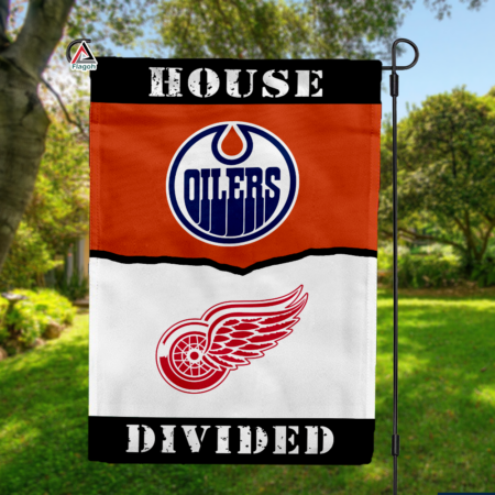 Oilers vs Red Wings House Divided Flag, NHL House Divided Flag