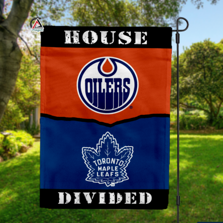 Oilers vs Maple Leafs House Divided Flag, NHL House Divided Flag