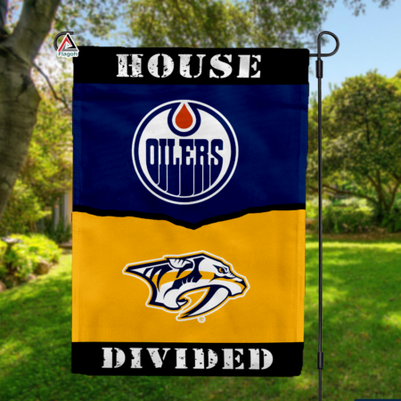 Oilers vs Predators House Divided Flag, NHL House Divided Flag