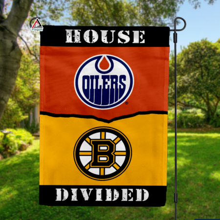 Oilers vs Bruins House Divided Flag, NHL House Divided Flag