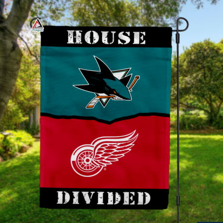 Sharks vs Red Wings House Divided Flag, NHL House Divided Flag