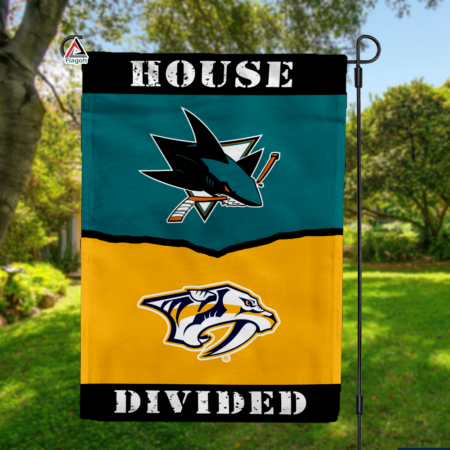 Sharks vs Predators House Divided Flag, NHL House Divided Flag