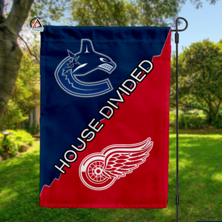 Canucks vs Red Wings House Divided Flag, NHL House Divided Flag