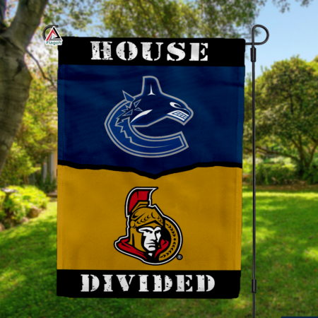 Canucks vs Senators House Divided Flag, NHL House Divided Flag