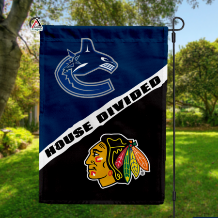 Canucks vs Blackhawks House Divided Flag, NHL House Divided Flag