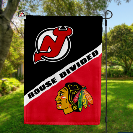 Devils vs Blackhawks House Divided Flag, NHL House Divided Flag