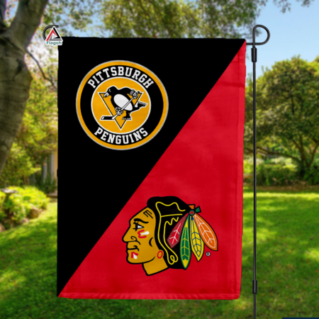 Penguins vs Blackhawks House Divided Flag, NHL House Divided Flag