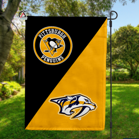 Penguins vs Predators House Divided Flag, NHL House Divided Flag