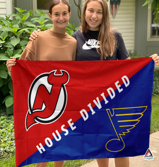 Devils vs Blues House Divided Flag, NHL House Divided Flag