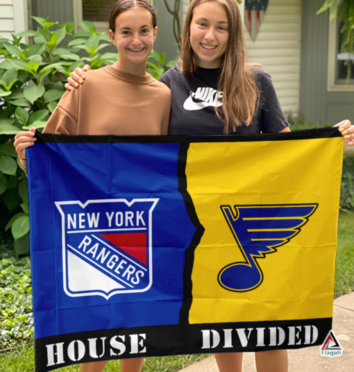 Rangers vs Blues House Divided Flag, NHL House Divided Flag