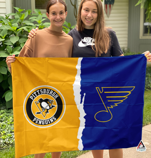 Penguins vs Blues House Divided Flag, NHL House Divided Flag