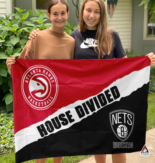 Hawks vs Nets House Divided Flag, NBA House Divided Flag