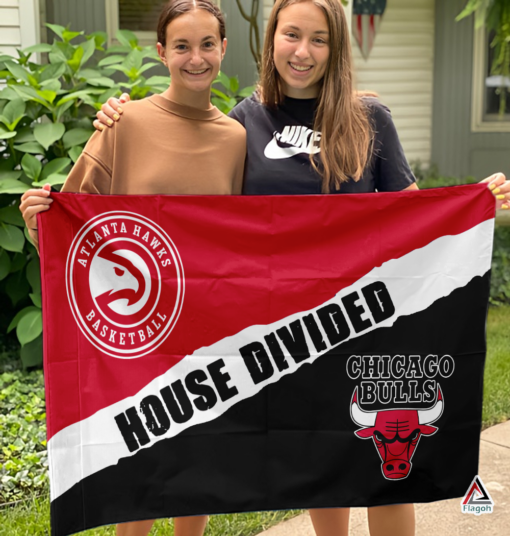 Hawks vs Bulls House Divided Flag, NBA House Divided Flag