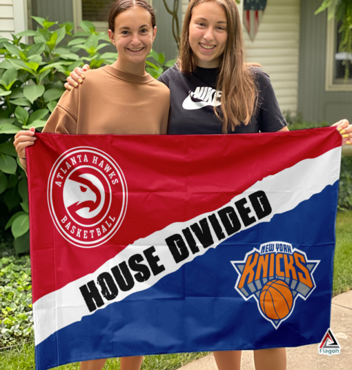 Hawks vs Knicks House Divided Flag, NBA House Divided Flag