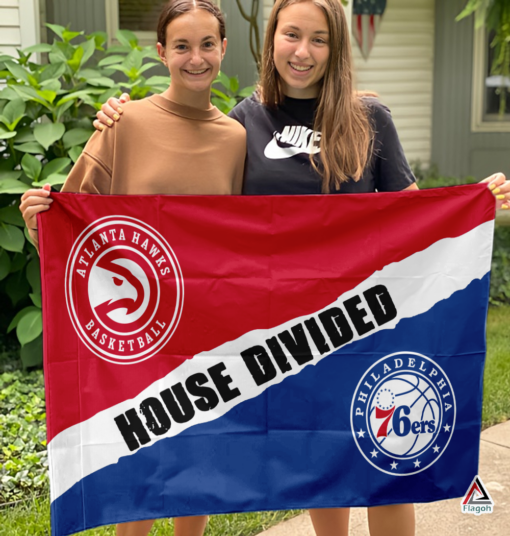 Hawks vs 76ers House Divided Flag, NBA House Divided Flag