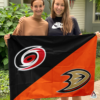 Carolina Hurricanes vs Anaheim Ducks House Divided Flag, NHL House Divided Flag