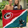 Carolina Hurricanes vs San Jose Sharks House Divided Flag, NHL House Divided Flag