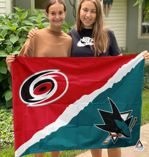 Hurricanes vs Sharks House Divided Flag, NHL House Divided Flag