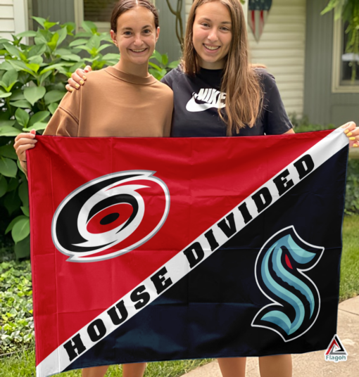 Hurricanes vs Kraken House Divided Flag, NHL House Divided Flag