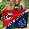 Carolina Hurricanes vs Vancouver Canucks House Divided Flag, NHL House Divided Flag