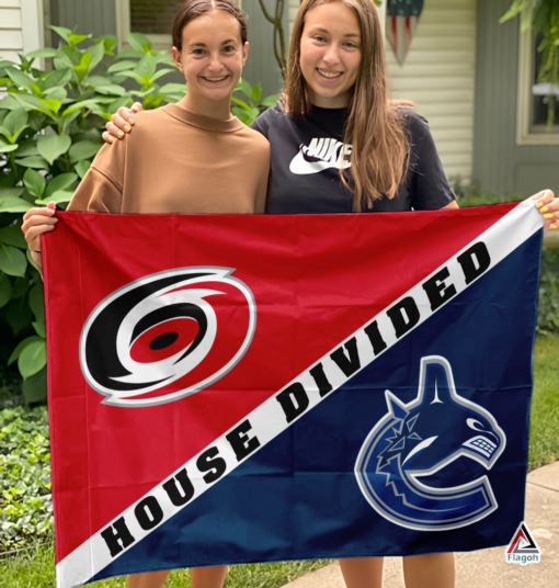 Hurricanes vs Canucks House Divided Flag, NHL House Divided Flag