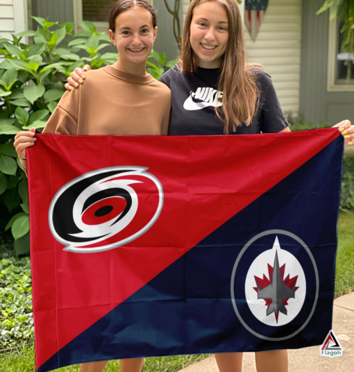 Hurricanes vs Jets House Divided Flag, NHL House Divided Flag