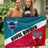 Charlotte Hornets vs Chicago Bulls House Divided Flag, NBA House Divided Flag