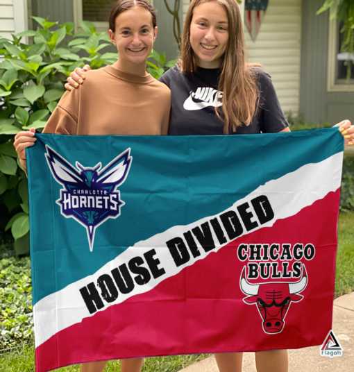 Hornets vs Bulls House Divided Flag, NBA House Divided Flag