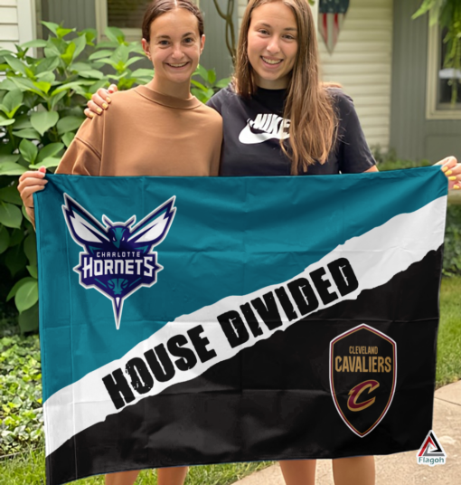 Hornets vs Cavaliers House Divided Flag, NBA House Divided Flag