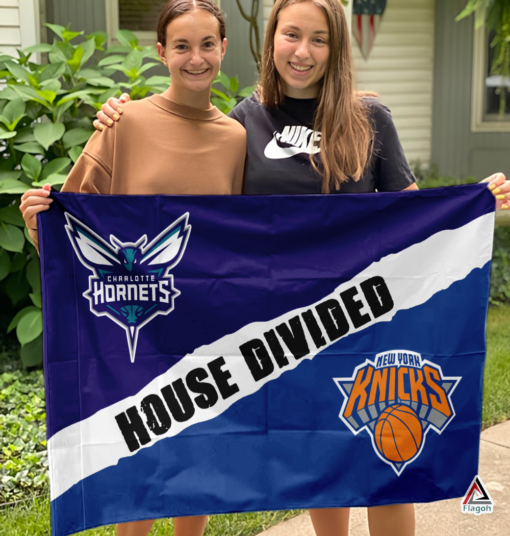 Hornets vs Knicks House Divided Flag, NBA House Divided Flag