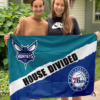 Charlotte Hornets vs Philadelphia 76ers House Divided Flag, NBA House Divided Flag